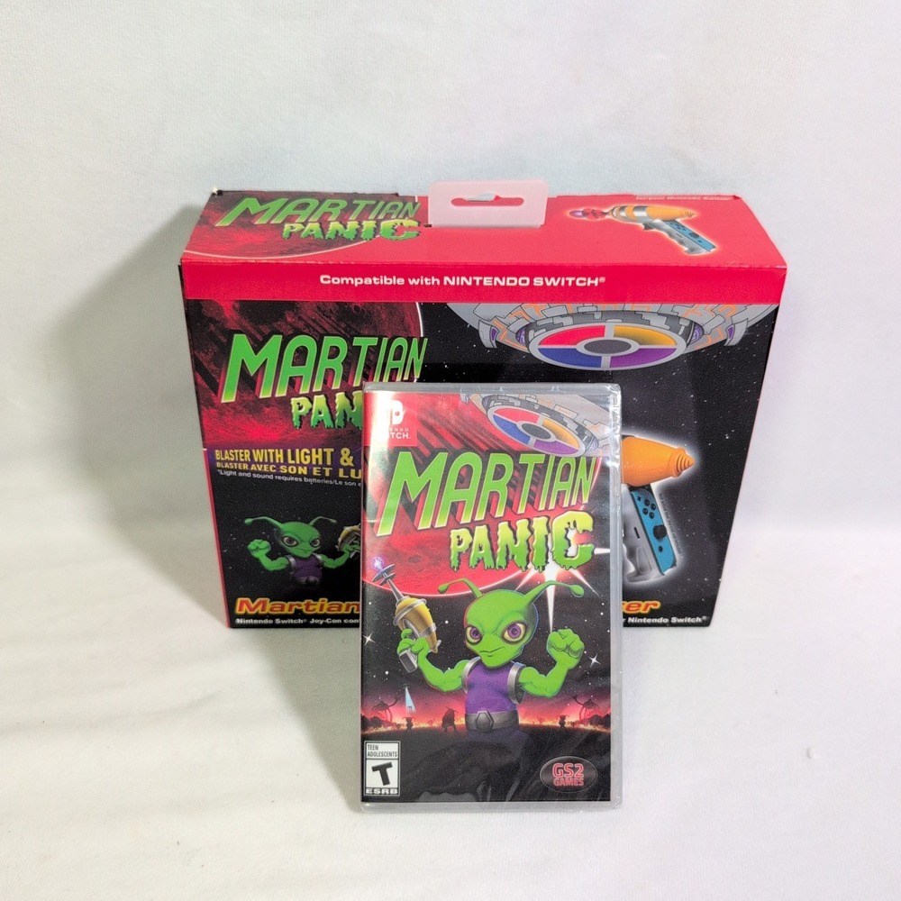 New - Martian Panic Alien Blaster Gun & Game Nintendo Switch [Factory Sealed]